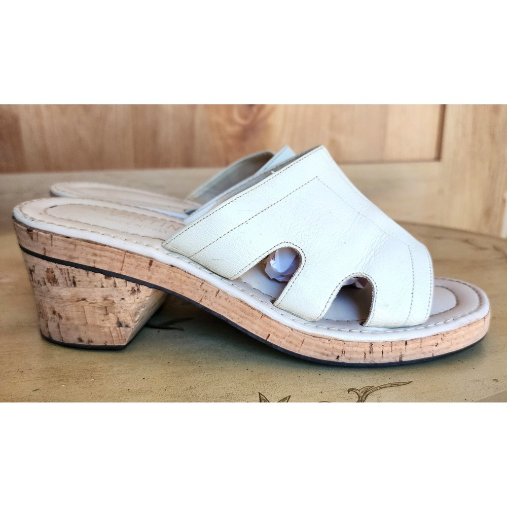 Avantini US 7.5 Cream Italian Leather Block Heel Sandals Quiet Luxury Made Italy